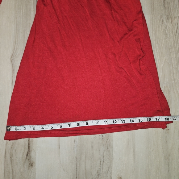Old Navy Red Jersey Wrap Dress XS Rayon V-Neck Tie Waist Long Sleeve Fit & Flare - Picture 5 of 13